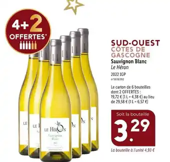 Lidl Le héron sauvignon blanc offre