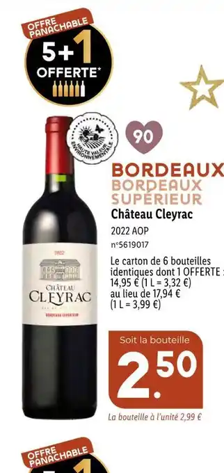 Lidl Château cleyrac bordeaux superieur offre