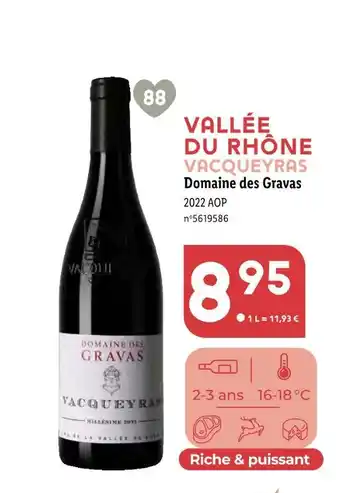 Lidl Domaine des gravas vallée du rhône vacqueyras offre