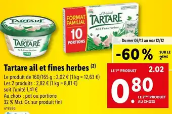 Lidl Tartare tartare ail et fines herbes offre