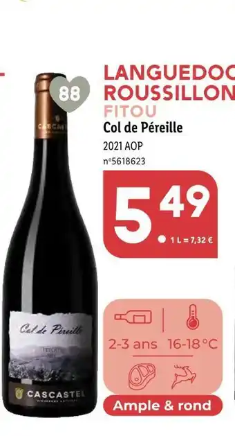 Lidl Col de péreille languedoc-roussillon fitou offre