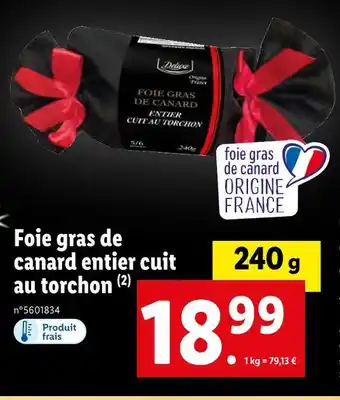 Lidl Deluxe foie gras de canard entier cuit au torchon offre