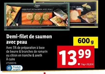 Lidl Deluxe demi-filet de saumon avec peau offre