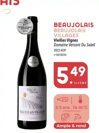 Lidl Domaine versant du soleil beaujolais beaujolais villages offre