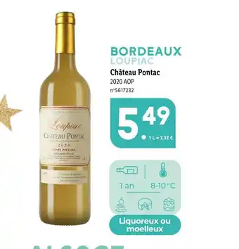 Lidl Château pontac bordeaux loupiac offre