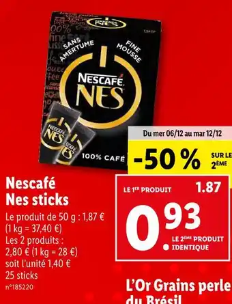 Lidl Nescafé nes sticks offre