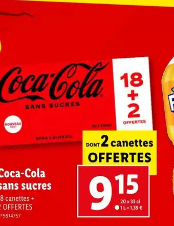 Lidl Coca-cola coca-cola sans sucres offre