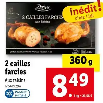 Lidl Deluxe 2 cailles farcies offre