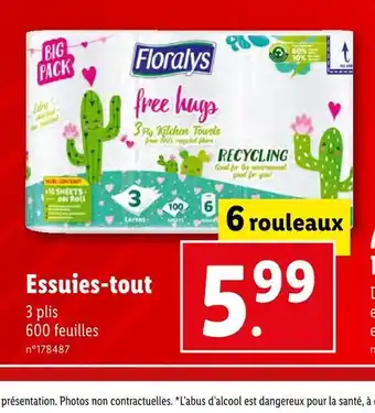 Lidl Floralys essuies-tout offre