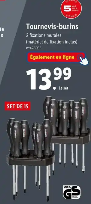Lidl Parkside tournevis-burins offre