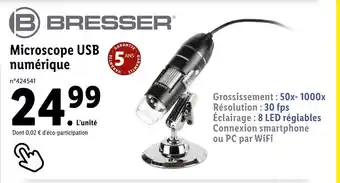 Lidl Bresser microscope usb numérique offre