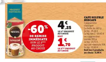 Super U Nescafe cafe soluble offre