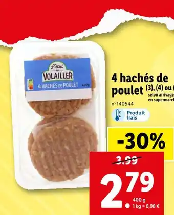 Lidl 4 hachés de poulet offre