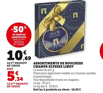 Super U Lindt assortiments de bouchees champs-elysees offre