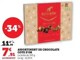 Hyper U ASSORTIMENT DE CHOCOLATS COTE D'OR offre