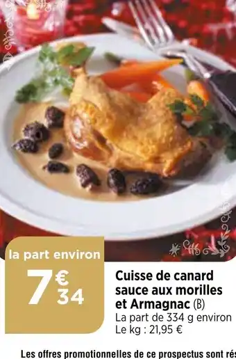 Cuisse de canard sauce aux morilles et Armagnac