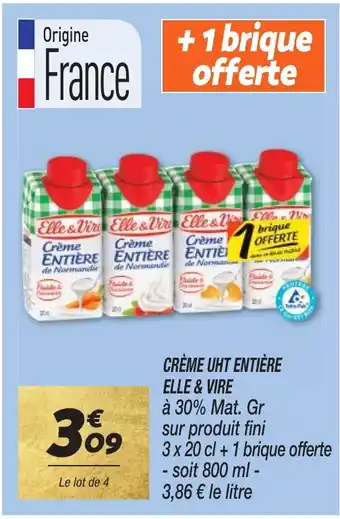 Netto CRÈME UHT ENTIÈRE ELLE & VIRE offre