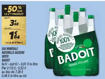 Netto EAU MINÉRALE NATURELLE GAZEUSE VERTE BADOIT offre