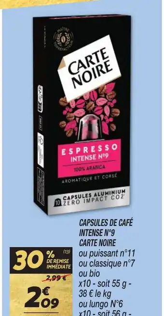Netto CAPSULES DE CAFÉ INTENSE N°9 CARTE NOIRE offre