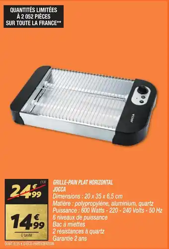 GRILLE-PAIN PLAT HORIZONTAL JOCCA