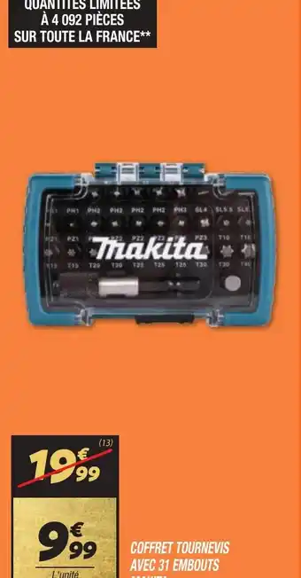 COFFRET TOURNEVIS AVEC 31 EMBOUTS MAKITA