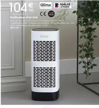 Purificateur D'air A34 Qlima