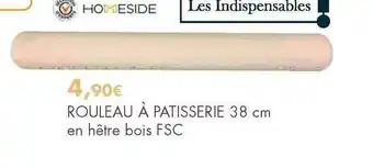 E.Leclerc Brico Rouleau à Pâtisserie 38 Cm En Hêtre Bois Fsc offre