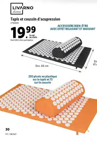 Lidl Tapis Et Coussin D'acupression Livarno Home offre