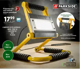 Lidl Projecteur Led Avec Batterie Externe Powerbank Parkside offre