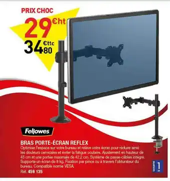Hyperburo Bras Porte-écran Reflex Fellowes offre