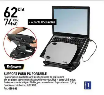 Hyperburo Support Pour Pc Portable Fellowes offre