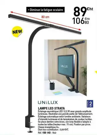 Hyperburo Lampe Led Strata Unilux offre