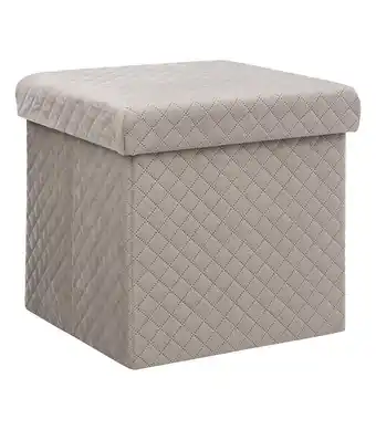 Bricomarché 2 en 1 pouf et coffre de rangement en velours beige lin 31 x 31 cm offre
