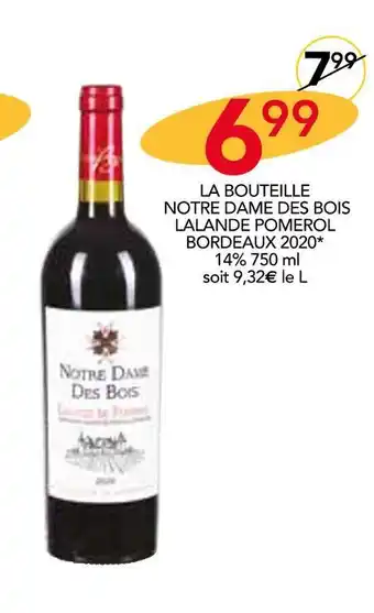 Stokomani Notre dame des bois lalande la bouteille pomerol bordeaux 2020 offre