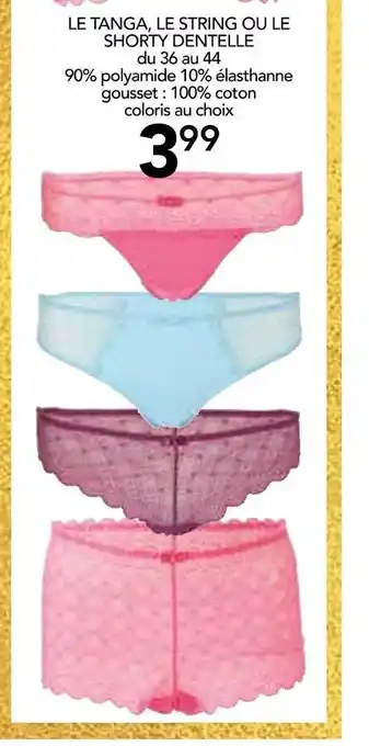 Stokomani Le tanga, le string ou le shorty dentelle offre
