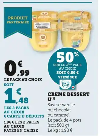 Super U U creme dessert offre