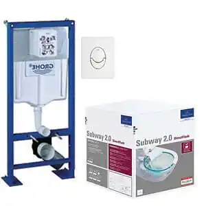 Brico Cash Pack wc suspendu sans bride villeroy et boch subway 2.0 + abattant + plaque blanche + bâti grohe offre