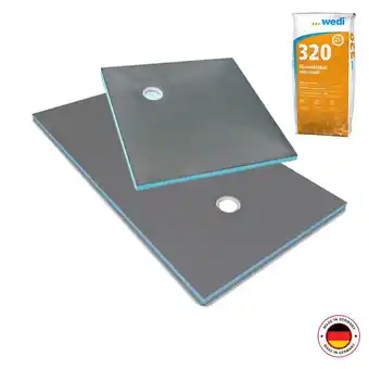 Brico Cash Receveur à carreler 160 x 90 wedi fundo primo, écoulement excentré + colle 321 offre