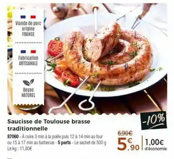 Thiriet Saucisse de toulouse brasse traditionnelle offre