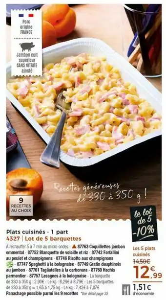 Thiriet Plats cuisinés - 1 part offre