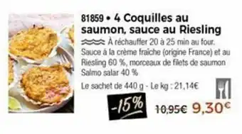 Thiriet 4 Coquilles au saumon, sauce au riesling offre