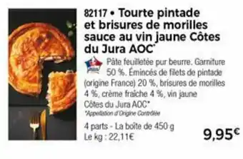 Thiriet Tourte pintade et brisures de morilles sauce au vin jaune côtes du jura AOC offre