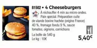 Thiriet 4 Cheeseburgers offre