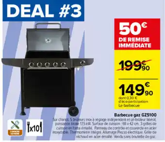 Carrefour Barbeque gaz GZ5100 offre