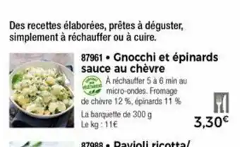 Thiriet Gnocchi Et épinards Sauce Au Chévre offre