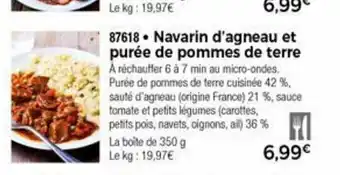 Thiriet Navarin D'agneau Et Purée De Pommes De Terre offre