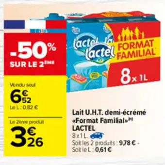 Carrefour Lait U.H.T demi-écrémé Format Familial offre