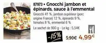 Gnocchi Jambon Et épinards, Sauce a l'emmental