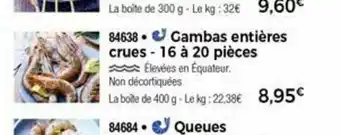 Thiriet Gambas Entiéres Crues - 16 a 20 Piéces offre