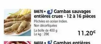 Thiriet Gambas Sauvages Entiéres Crues - 12 a 16 Piéces offre